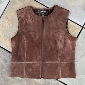 Vintage 90s Brown Genuine Suede Leather Vest